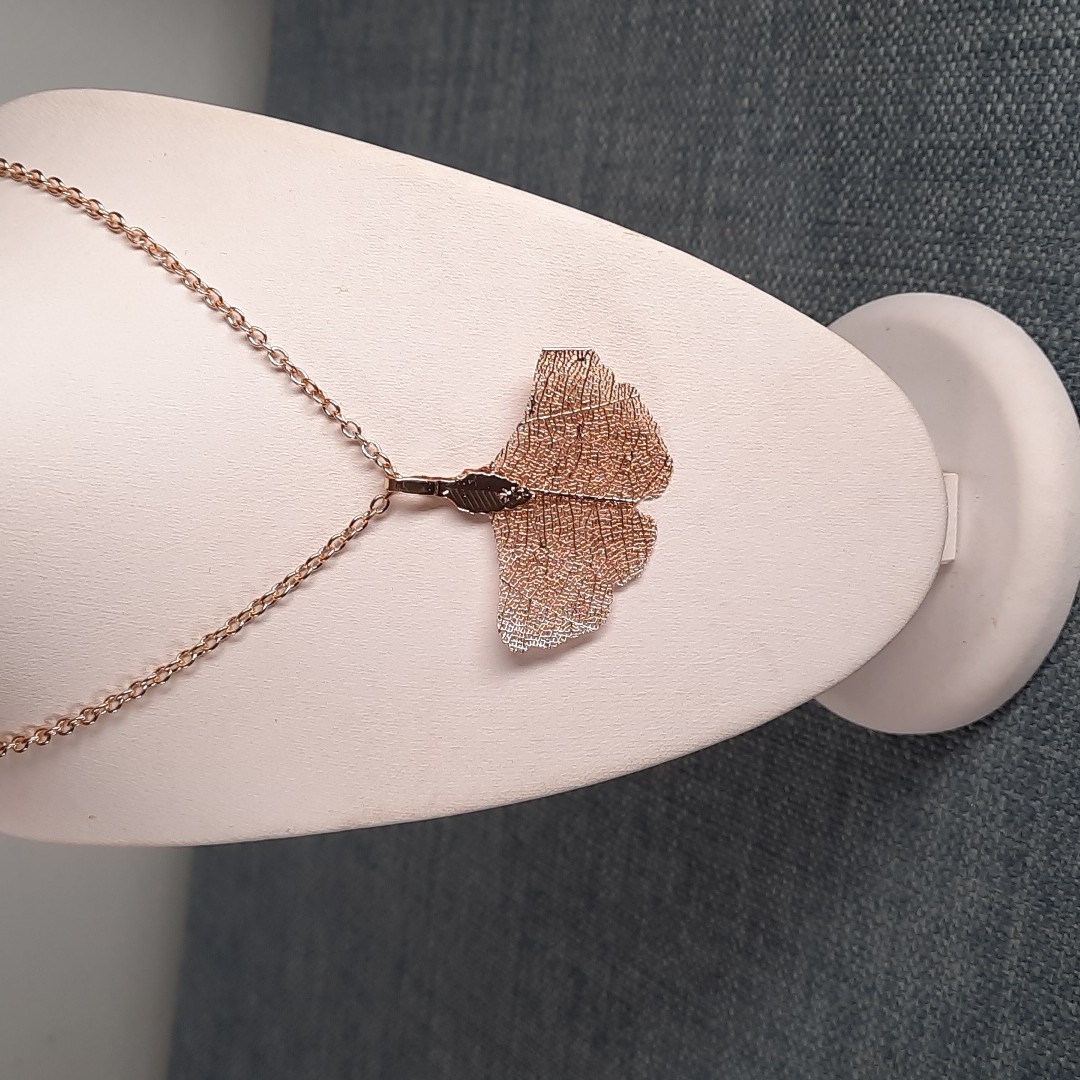 Ginkgo Biloba Tree Gold Leaf Pendant Necklace Chain Extender Natural Leaf Gift